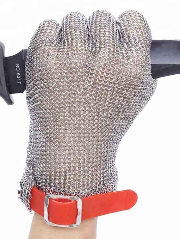 MK5301 Five Finger Stainless Steel Glove with Silicone Rubber Strap