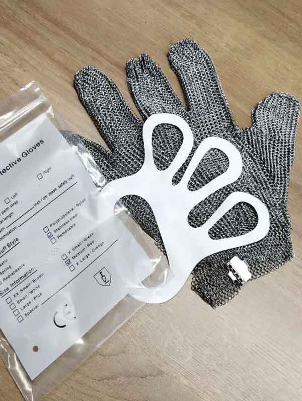 MK5201-Five Finger Stainless Steel Glove With Hook Strap 