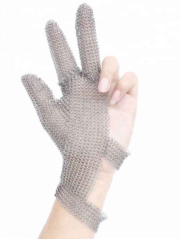 MK3201-Three Finger Stainless steel Glove With Hook Strap